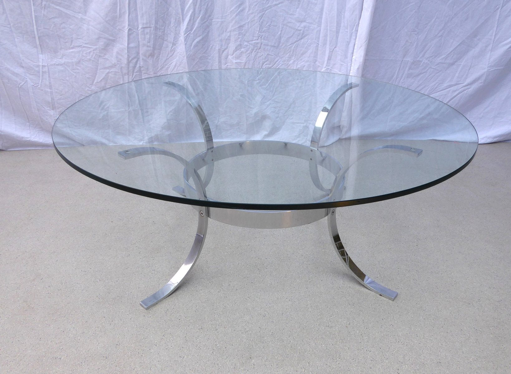 Living Room Table in Glass and Chrome, 1980s