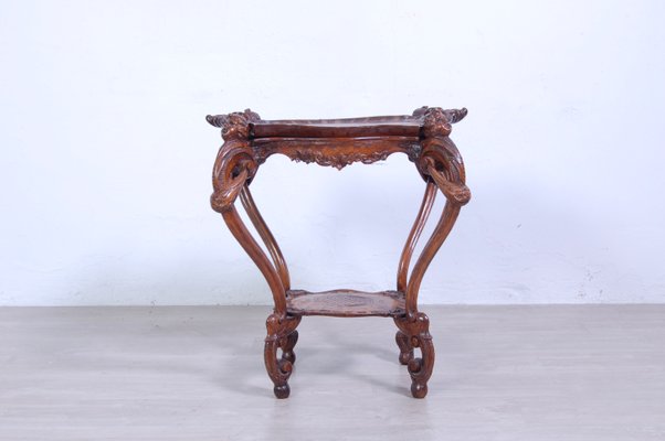 Living Room Tea Table with Tray in Carved Walnut, 1800s-XSG-1442021