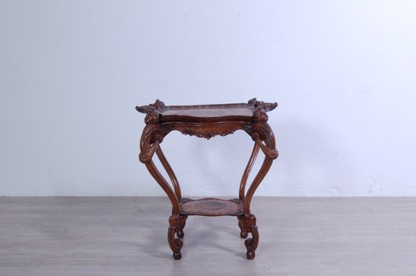 Living Room Tea Table with Tray in Carved Walnut, 1800s-XSG-1442021