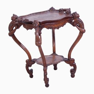 Living Room Tea Table with Tray in Carved Walnut, 1800s-XSG-1442021