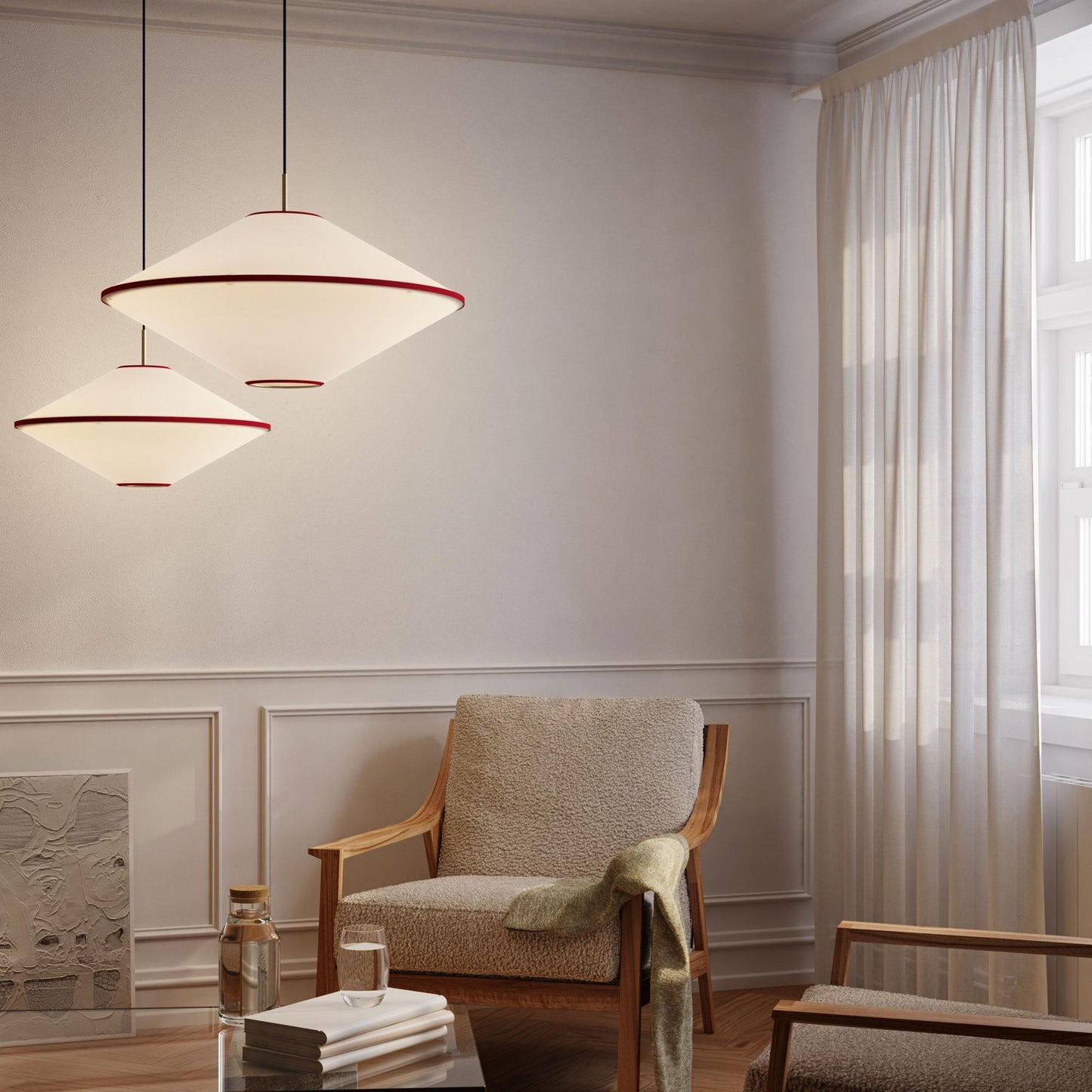 Edgeform Taft Pendant Ø52 Red/ Off-White