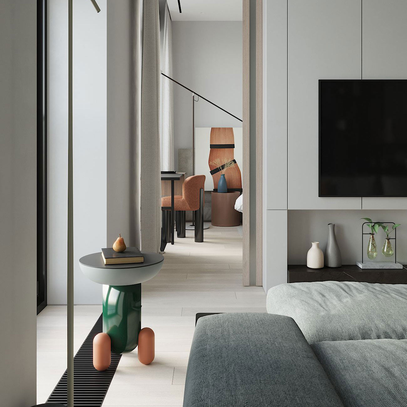 EXPLORER 1 - Round glass-fibre side table