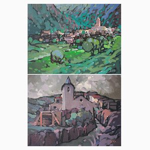 Llessui, Spain, 20th Century, Oil on Canvas Paintings, Framed, Set of 2-AOI-1704286