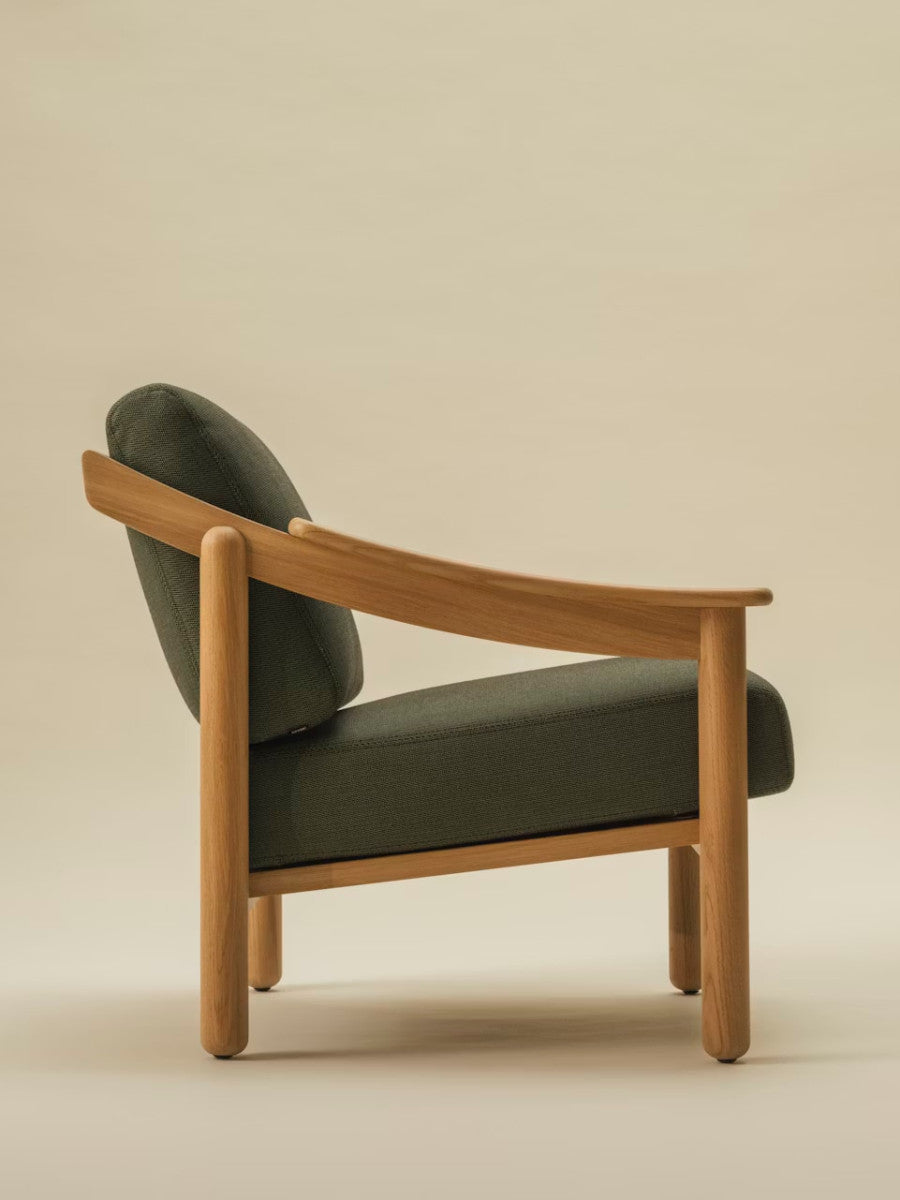 LODEN - Fabric club armchair, Indoor Natural Oak by Kettal