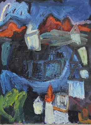 Lola Galanes, Expressionist Landscape, 2000s, Oil on Canvas, Framed-NE-1396391