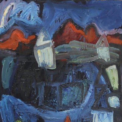 Lola Galanes, Expressionist Landscape, 2000s, Oil on Canvas, Framed-NE-1396391