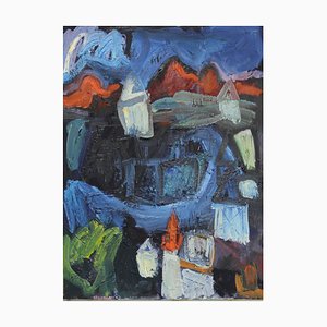 Lola Galanes, Expressionist Landscape, 2000s, Oil on Canvas, Framed-NE-1396391