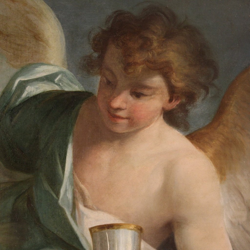 Lombard School Artist, Christ Receives the Chalice from an Angel, 1680, Oil on Canvas, Framed