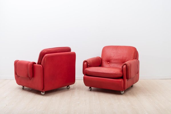 Lombardia Red Leather Armchairs by Risto Holme for IKEA, Set of 2-MJF-931326