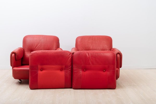 Lombardia Red Leather Armchairs by Risto Holme for IKEA, Set of 2-MJF-931326