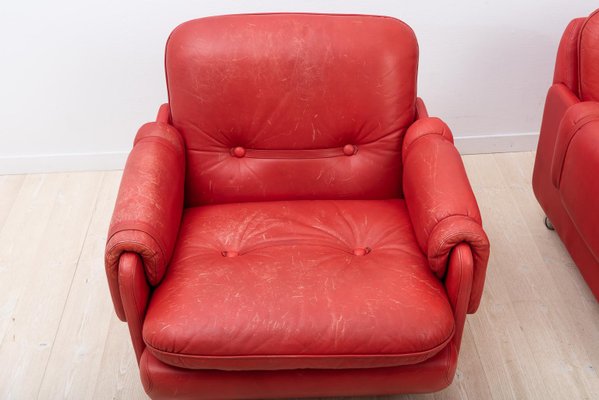 Lombardia Red Leather Armchairs by Risto Holme for IKEA, Set of 2-MJF-931326