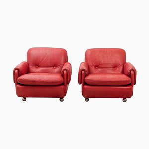 Lombardia Red Leather Armchairs by Risto Holme for IKEA, Set of 2-MJF-931326