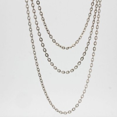 Long 20th Century Silver Chain Necklace-OLU-1044641