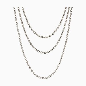 Long 20th Century Silver Chain Necklace-OLU-1044641