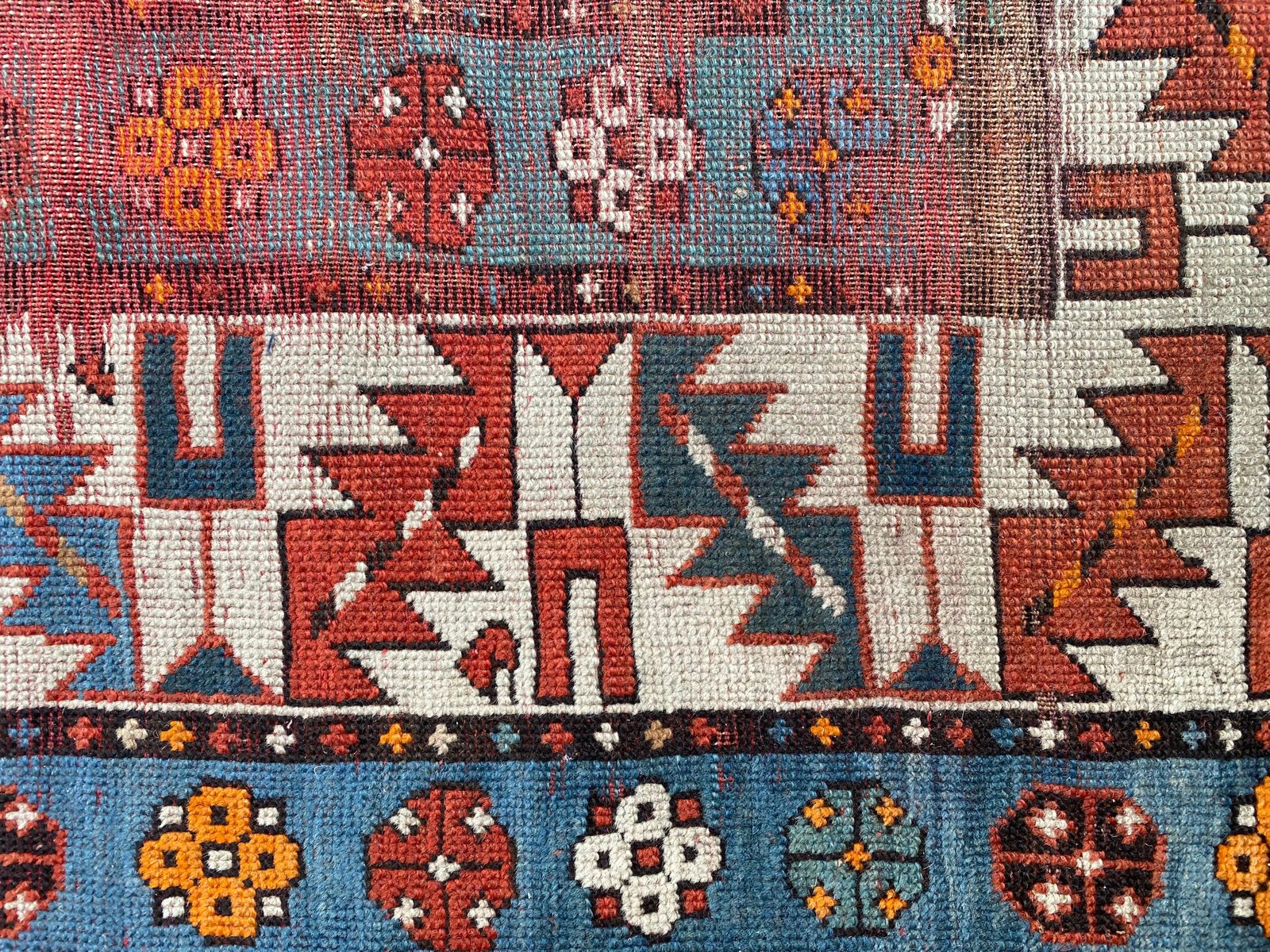 Long Antique Kazak Runner