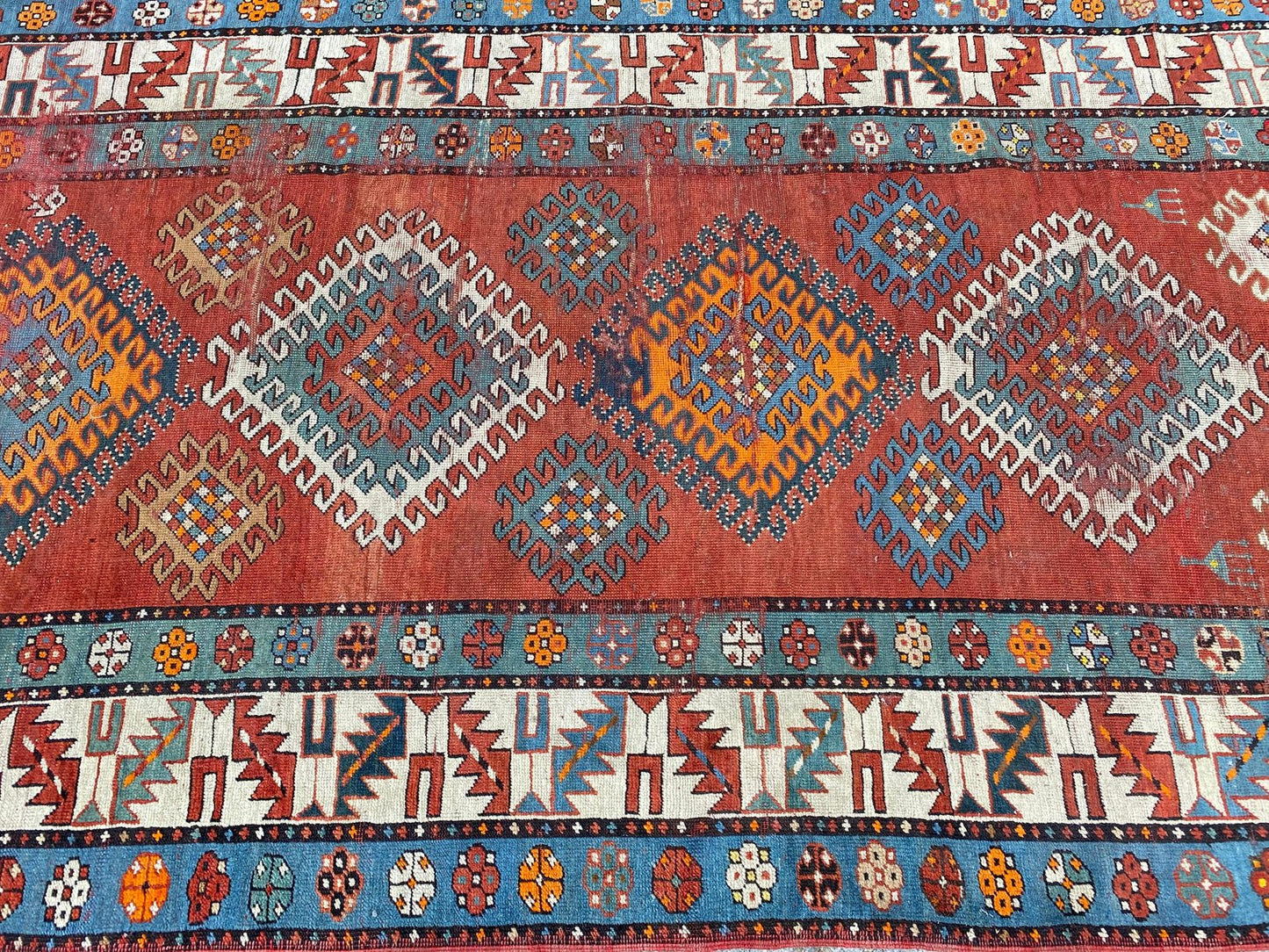 Long Antique Kazak Runner