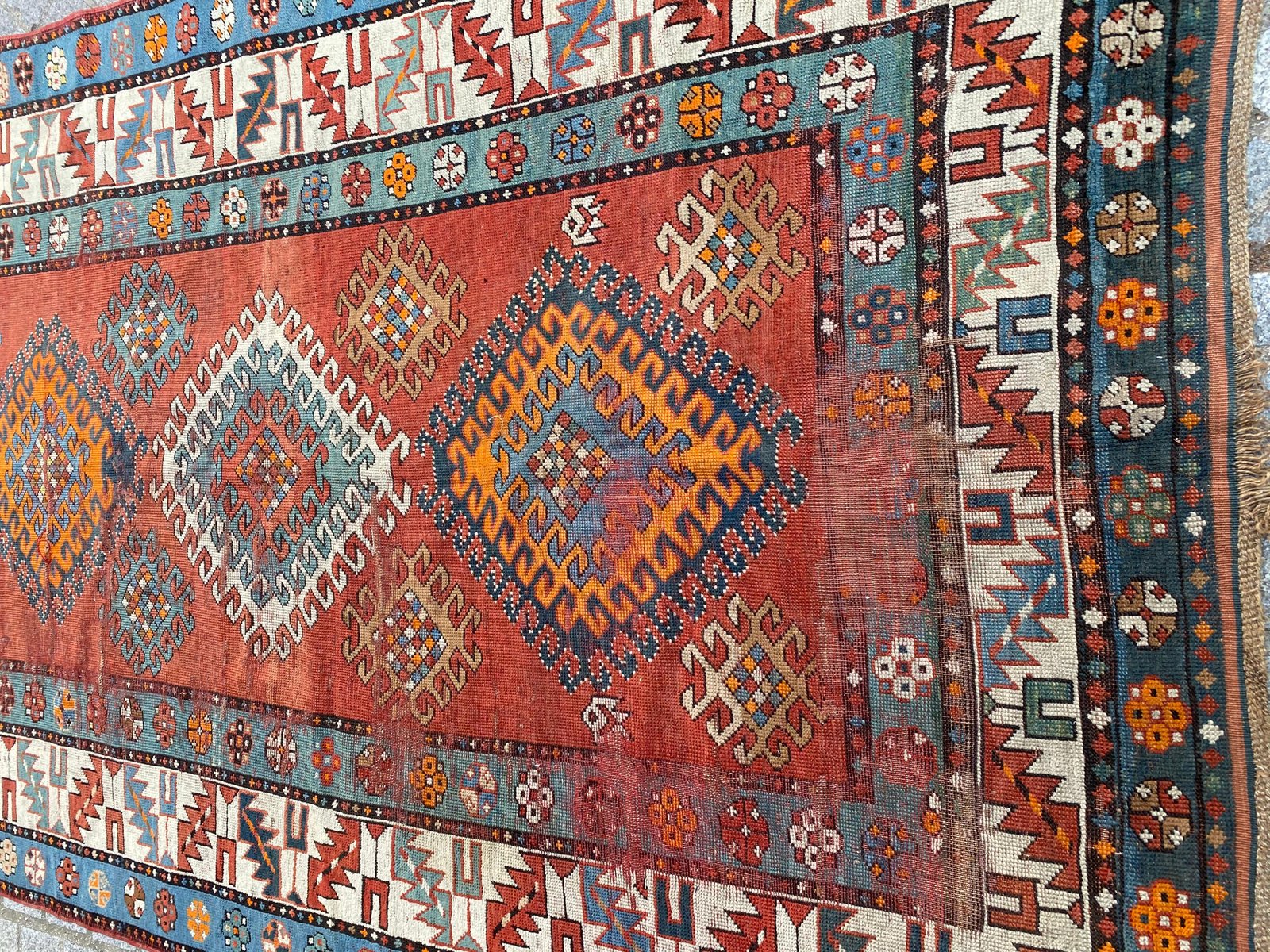 Long Antique Kazak Runner