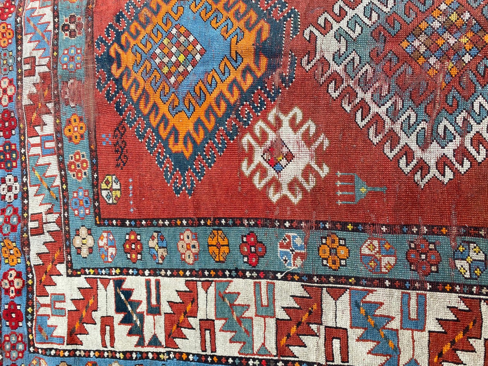 Long Antique Kazak Runner