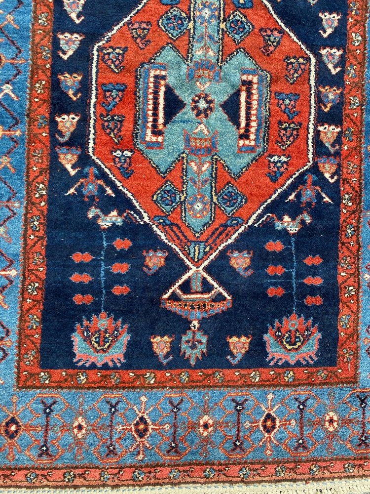 Long Antique Kurdish Rug, 1890s