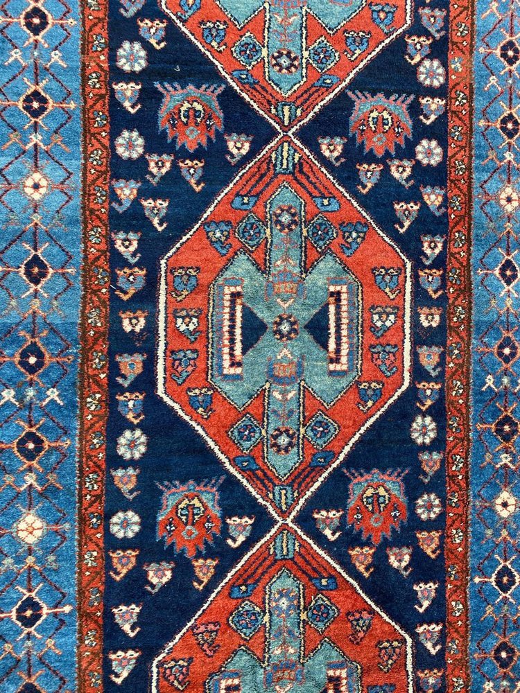 Long Antique Kurdish Rug, 1890s