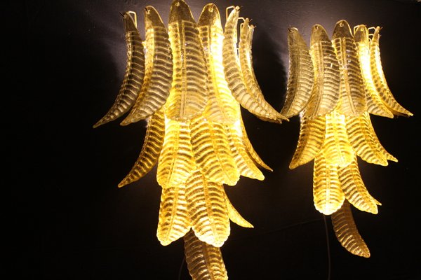 Long Golden Murano Glass Sconces in Palm Tree Shape from Barovier & Toso, Set of 2-YF-929064