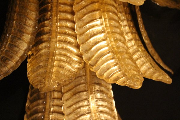 Long Golden Murano Glass Sconces in Palm Tree Shape from Barovier & Toso, Set of 2-YF-929064