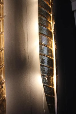 Long Golden Murano Glass Sconces Leaf Shape Wall Lights in the style of Barovier, Set of 2-YF-1706511