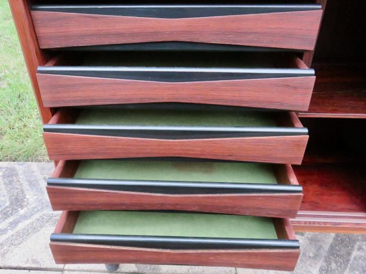 Long & Low Bookcase in Rosewood with Sliding Doors & Drawers from Sibast, 1960s-AC-811785