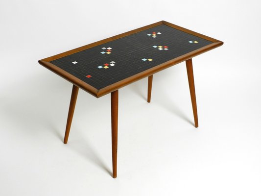 Long Mid-Century Walnut Wood Coffee Table with Mosaic Surface-RR-2042942