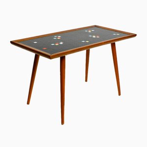 Long Mid-Century Walnut Wood Coffee Table with Mosaic Surface-RR-2042942