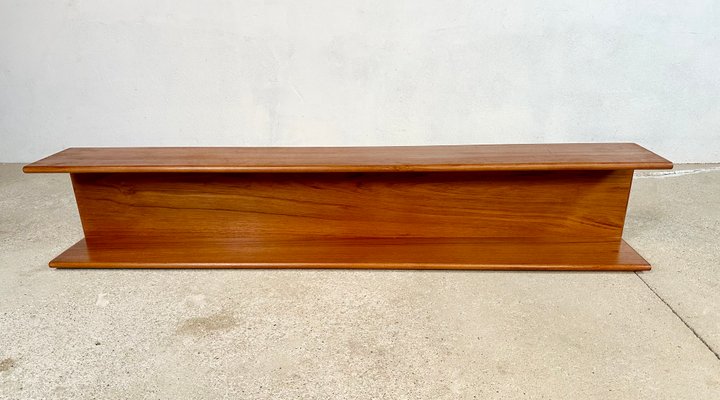 Long Minimalist Teakwood Wall Shelf, Germany, 1960s-JP-1765046