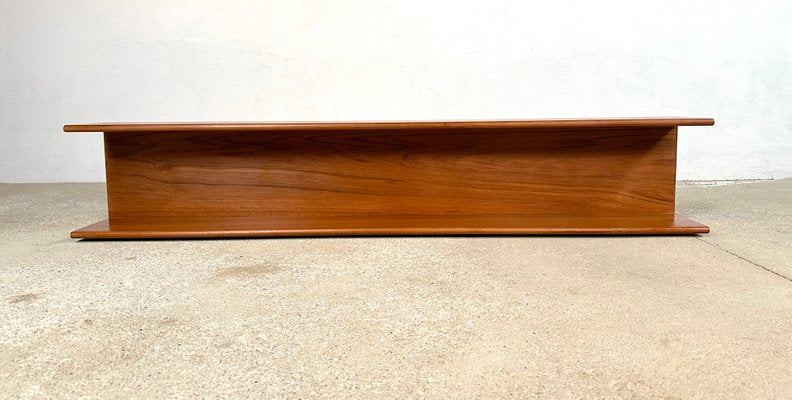 Long Minimalist Teakwood Wall Shelf, Germany, 1960s-JP-1765046