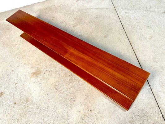 Long Minimalist Teakwood Wall Shelf, Germany, 1960s-JP-1765046