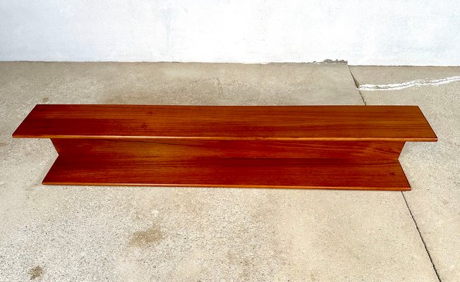 Long Minimalist Teakwood Wall Shelf, Germany, 1960s-JP-1765046