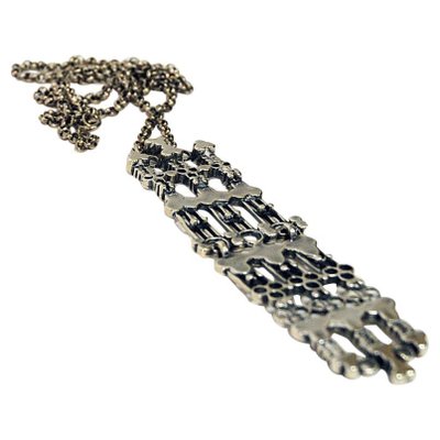 Long Silver Necklace by Marianne Berg for Uni David-Andersen, Norway, 1960s-HEU-946981