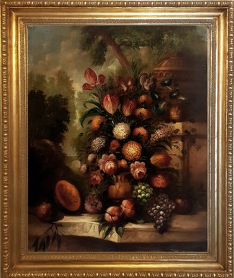 Lorenzo Renzi, Still Life of Flowers, Italian School, Italy, Oil on Canvas, Framed-YUW-1299381