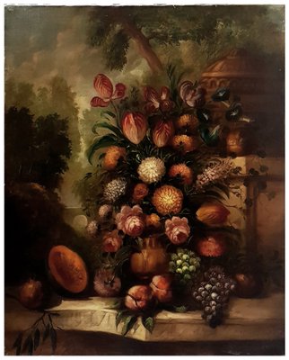 Lorenzo Renzi, Still Life of Flowers, Italian School, Italy, Oil on Canvas, Framed-YUW-1299381