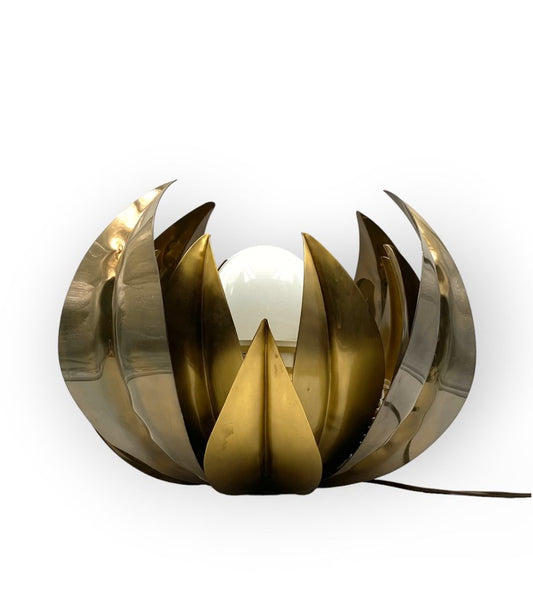 Lotus Flower Floor or Table Lamp in Brass attributed to Bottega Gadda, Italy, 1970s