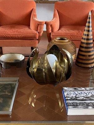 Lotus Flower Floor or Table Lamp in Brass attributed to Bottega Gadda, Italy, 1970s-TXN-1749599