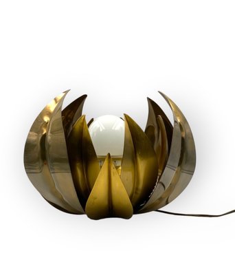 Lotus Flower Floor or Table Lamp in Brass attributed to Bottega Gadda, Italy, 1970s-TXN-1749599