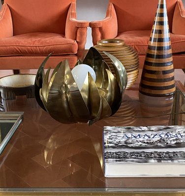 Lotus Flower Floor or Table Lamp in Brass attributed to Bottega Gadda, Italy, 1970s-TXN-1749599