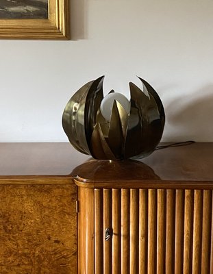 Lotus Flower Floor or Table Lamp in Brass attributed to Bottega Gadda, Italy, 1970s-TXN-1749599