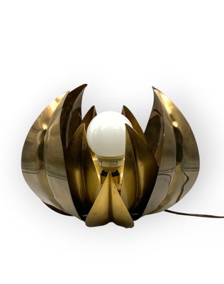 Lotus Flower Floor or Table Lamp in Brass attributed to Bottega Gadda, Italy, 1970s-TXN-1749599