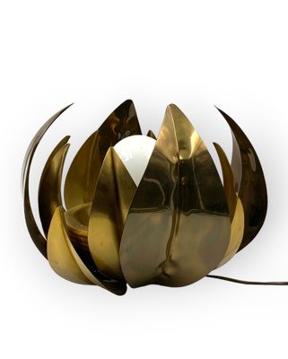 Lotus Flower Floor or Table Lamp in Brass attributed to Bottega Gadda, Italy, 1970s-TXN-1749599