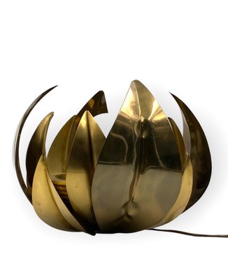 Lotus Flower Floor or Table Lamp in Brass attributed to Bottega Gadda, Italy, 1970s-TXN-1749599