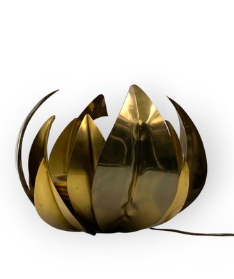 Lotus Flower Floor or Table Lamp in Brass attributed to Bottega Gadda, Italy, 1970s-TXN-1749599