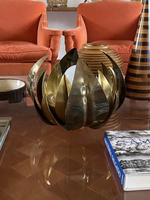 Lotus Flower Floor or Table Lamp in Brass attributed to Bottega Gadda, Italy, 1970s-TXN-1749599