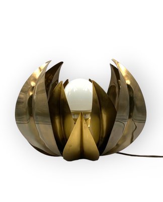 Lotus Flower Floor or Table Lamp in Brass attributed to Bottega Gadda, Italy, 1970s-TXN-1749599