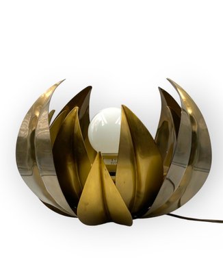 Lotus Flower Floor or Table Lamp in Brass attributed to Bottega Gadda, Italy, 1970s-TXN-1749599