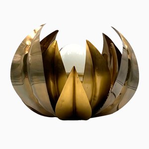 Lotus Flower Floor or Table Lamp in Brass attributed to Bottega Gadda, Italy, 1970s-TXN-1749599